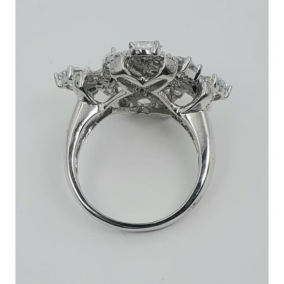 Vtg Simulated-Dmnd CZ Tic Tac Toe Woven Sterling Silver Cocktail Ring 8-1/2 - Picture 5 of 6